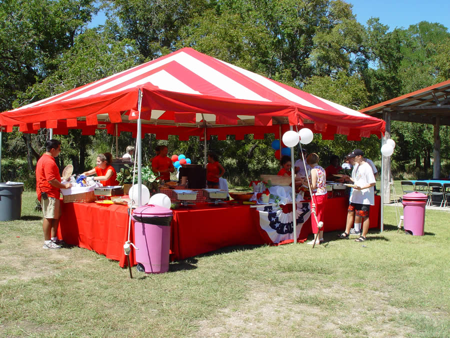Marquee-Tents-20x20 Red & White Frame Canopy - Marquee Event Rentals